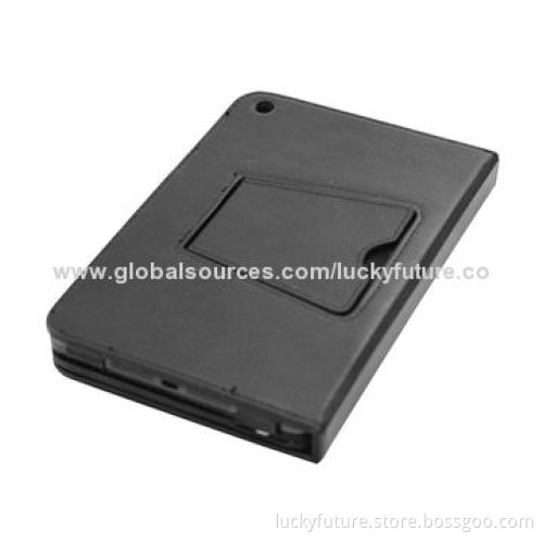 Detachable Wireless Bluetooth V3.0 59-key Plastic Keyboard with PU Leather Case for iPad Mini, Black